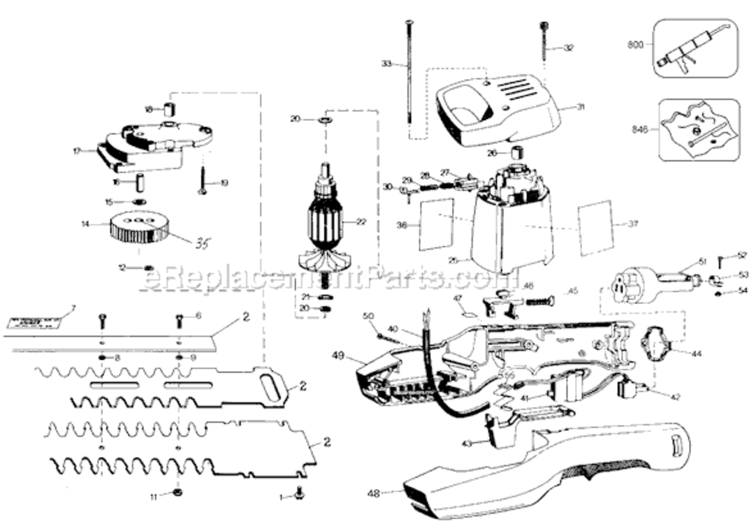 Page A Diagram and Parts List for 8114 Type 3 Black and Decker Hedge Trimmer